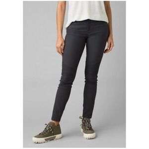 prAna Brenna Moto Pants Women 10 Black Skinny Hiking Outdoor Gorpcore UPF